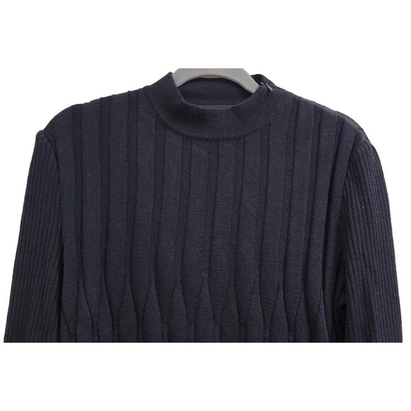 St. John Collection by Marie Gray Sweater Size 10 Mock Neck Rib Knit Top Black - Picture 3 of 11